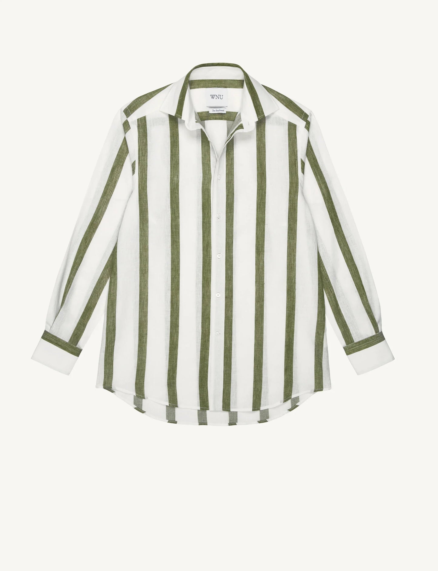 Khaki Stripe Weave Boyfriend Shirt for Casual Style