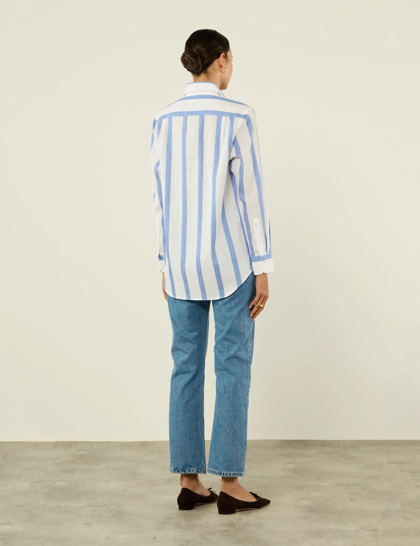 Men's Ocean Blue Striped Woven Boyfriend Shirt - Casual Summer Fashion