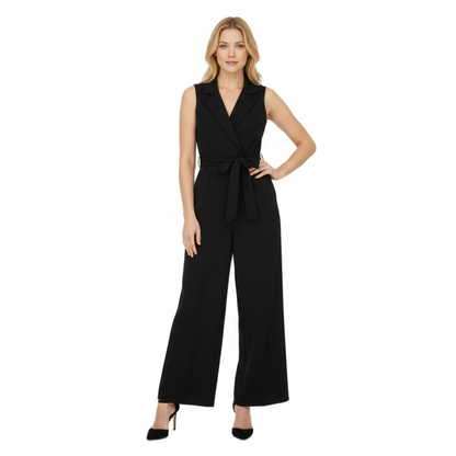 Sleeveless Tailored Waist Jumpsuit with Wide Leg Design for Effortless Style