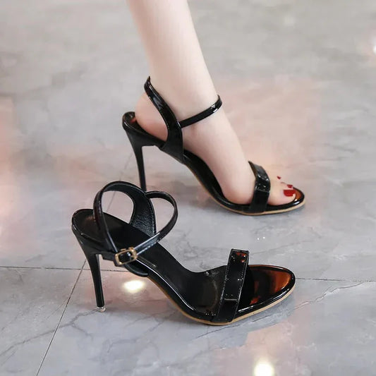 Caroline - High Heeled Sandals with Ankle Strap and Open Toe