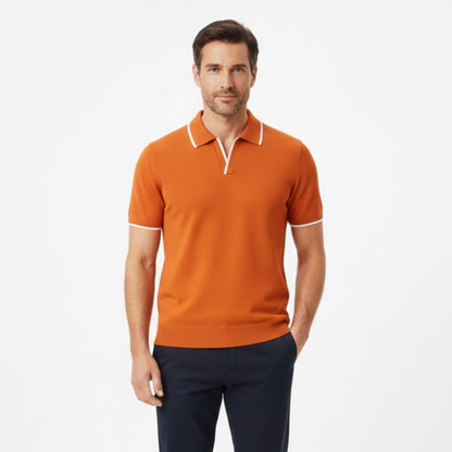 Men's Slim Fit Short Sleeve Knit Polo Shirt - Cotton Polyester Blend Smart Casual Top