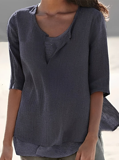 Shania - Elegant Layered Effect Blouse for Women