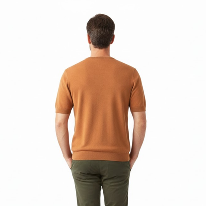 Men's Short Sleeve Crew Neck Merino Wool Blend T-Shirt - Breathable Knit Tee for Comfort