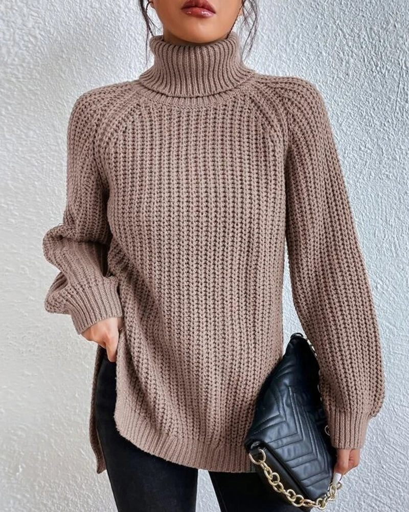 Cozy Women's Relaxed Fit Knit Turtleneck Sweater for Effortless Style