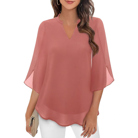 Vanessa - Loose Fit V-Neck Blouse for Women