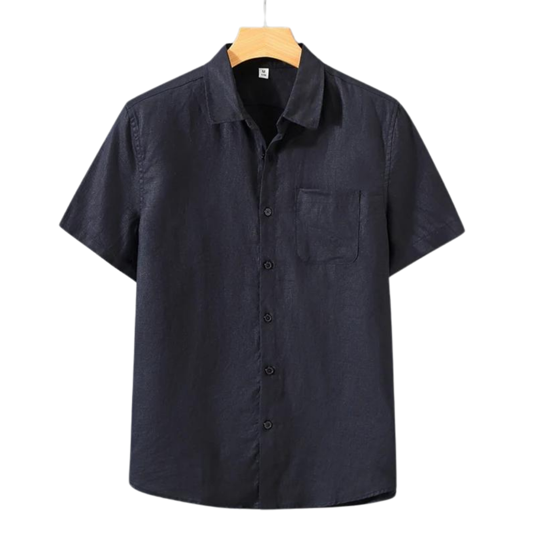 Men's Short Sleeve Linen Shirt - Lightweight Summer Casual Top