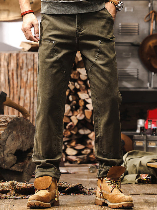 Men's Straight Leg Utility Cargo Pants - Durable Workwear Trousers for Outdoor and Industrial Use