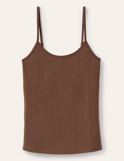 Basic Deep Brown Cami Top for Women - Versatile Sleeveless Tank