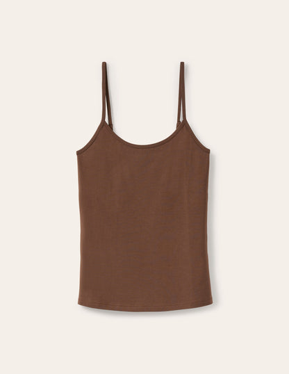 Basic Deep Brown Cami Top for Women - Versatile Sleeveless Tank