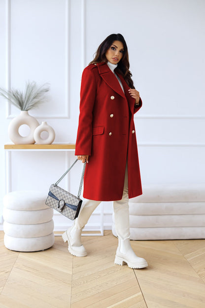 Women's Stylish Double-Breasted Wool Trench Coat Set for Winter