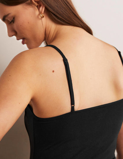 Women's Black Plain Cami Top - Versatile Sleeveless Tank
