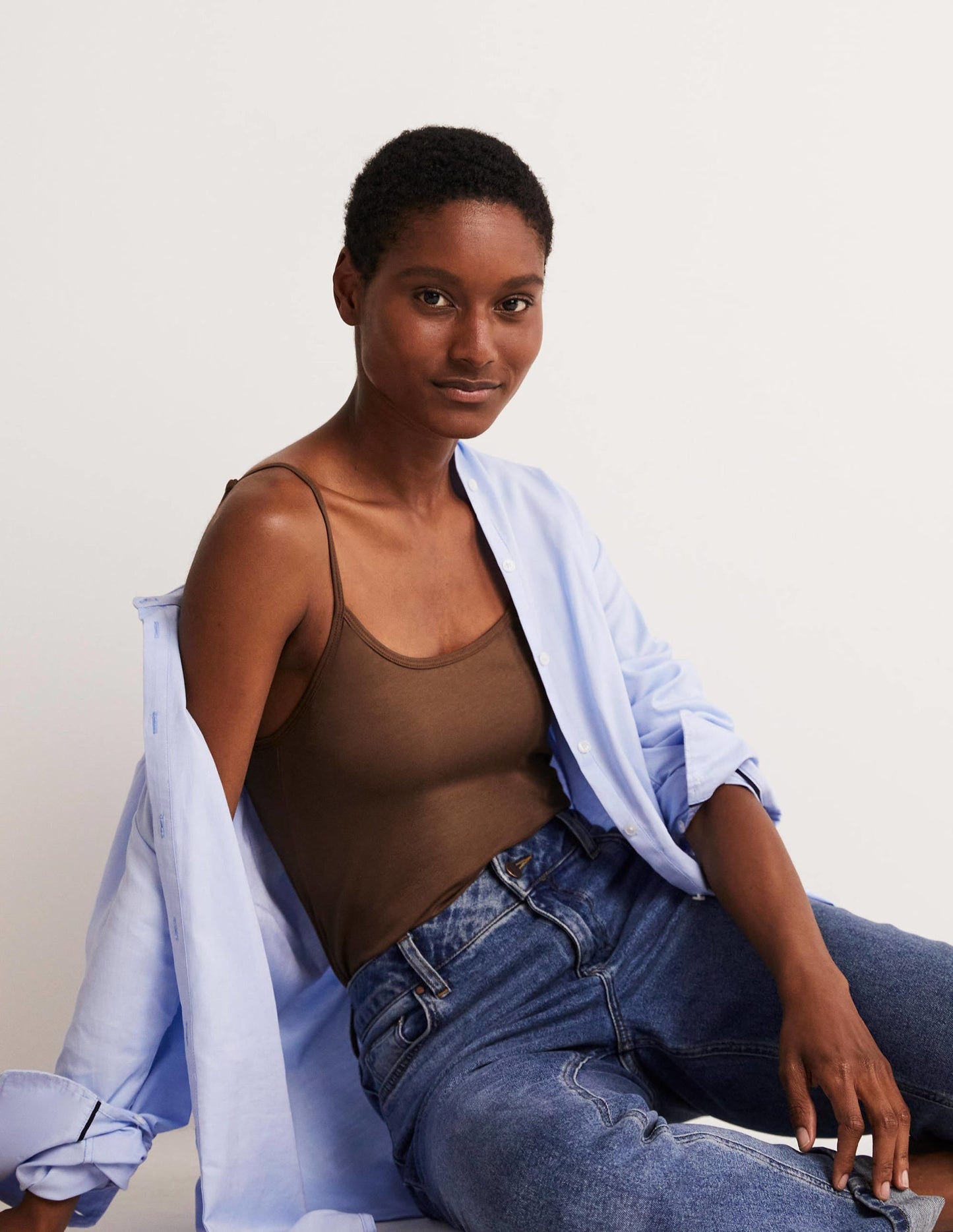Basic Deep Brown Cami Top for Women - Versatile Sleeveless Tank