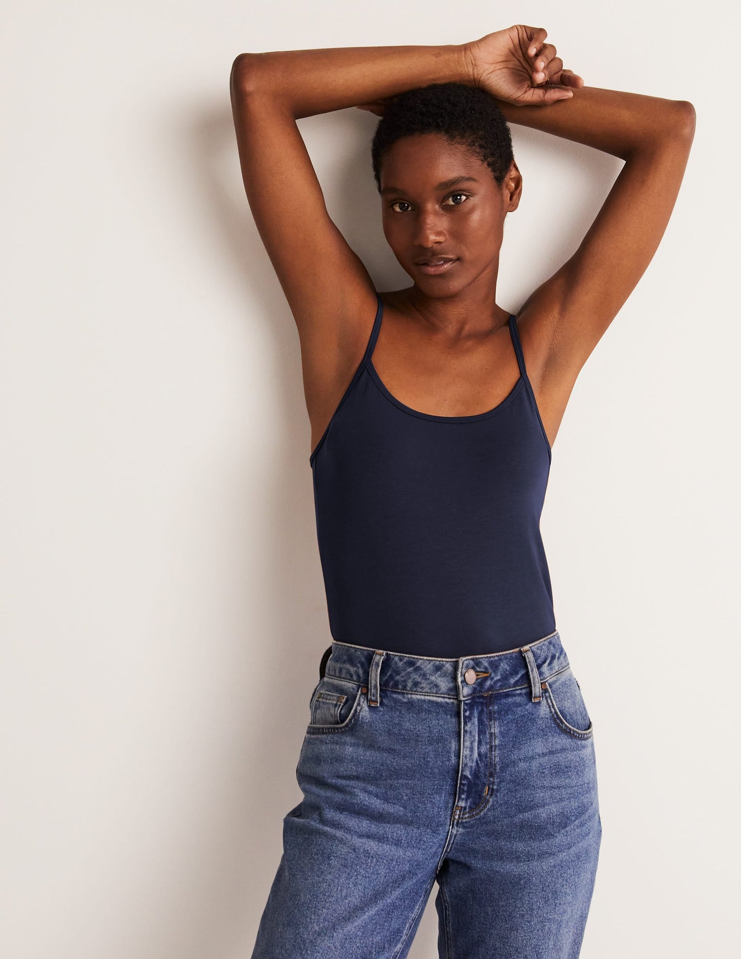 Navy Blue Plain Cami Top for Women - Versatile Sleeveless Tank