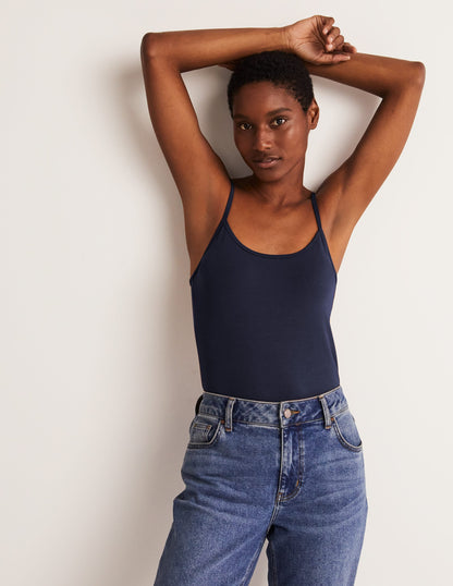 Navy Blue Plain Cami Top for Women - Versatile Sleeveless Tank