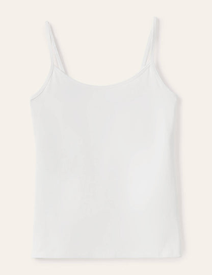 Women's White Plain Cami Top - Versatile Sleeveless Tank for Everyday Wear