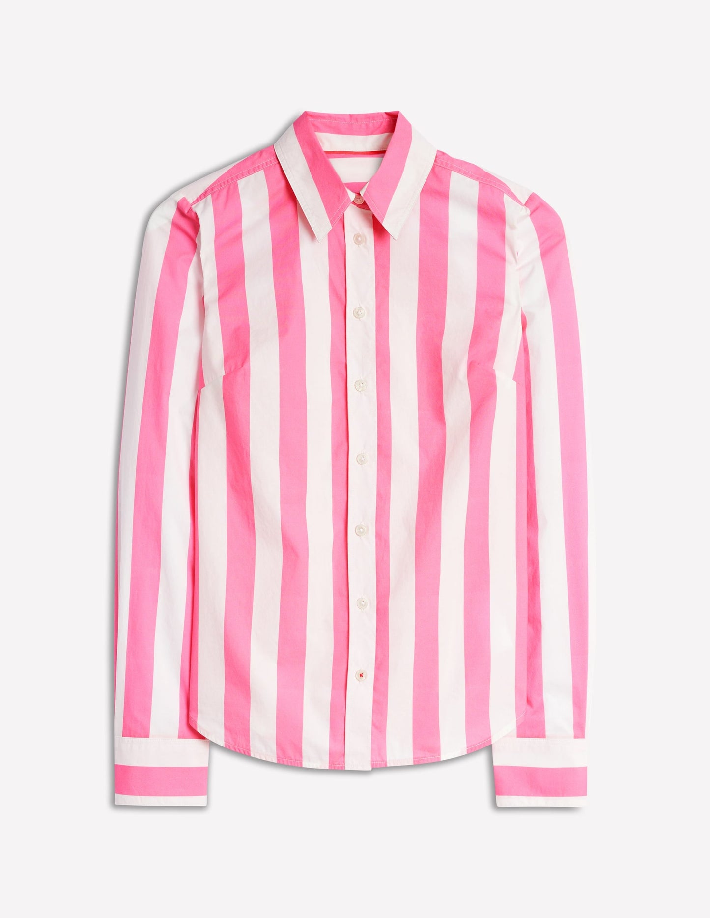 Pink Rose Wide Stripe Cotton Shirt for Women - Stylish Casual Top