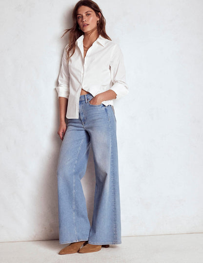 White Cotton Button-Up Shirt for Women - Classic Casual Style