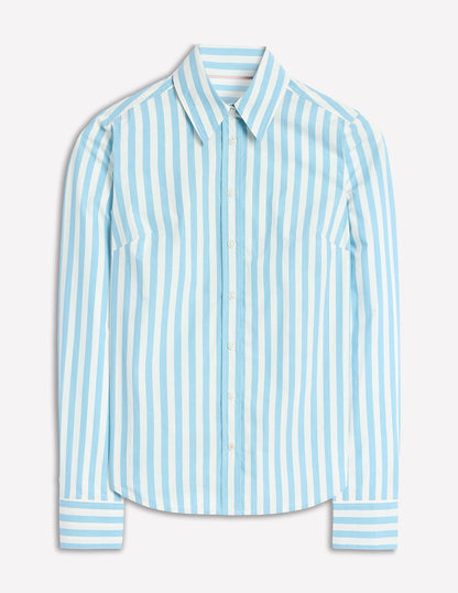 Striped Cotton Shirt in Duck Egg Blue - Stylish and Comfortable Women's Top