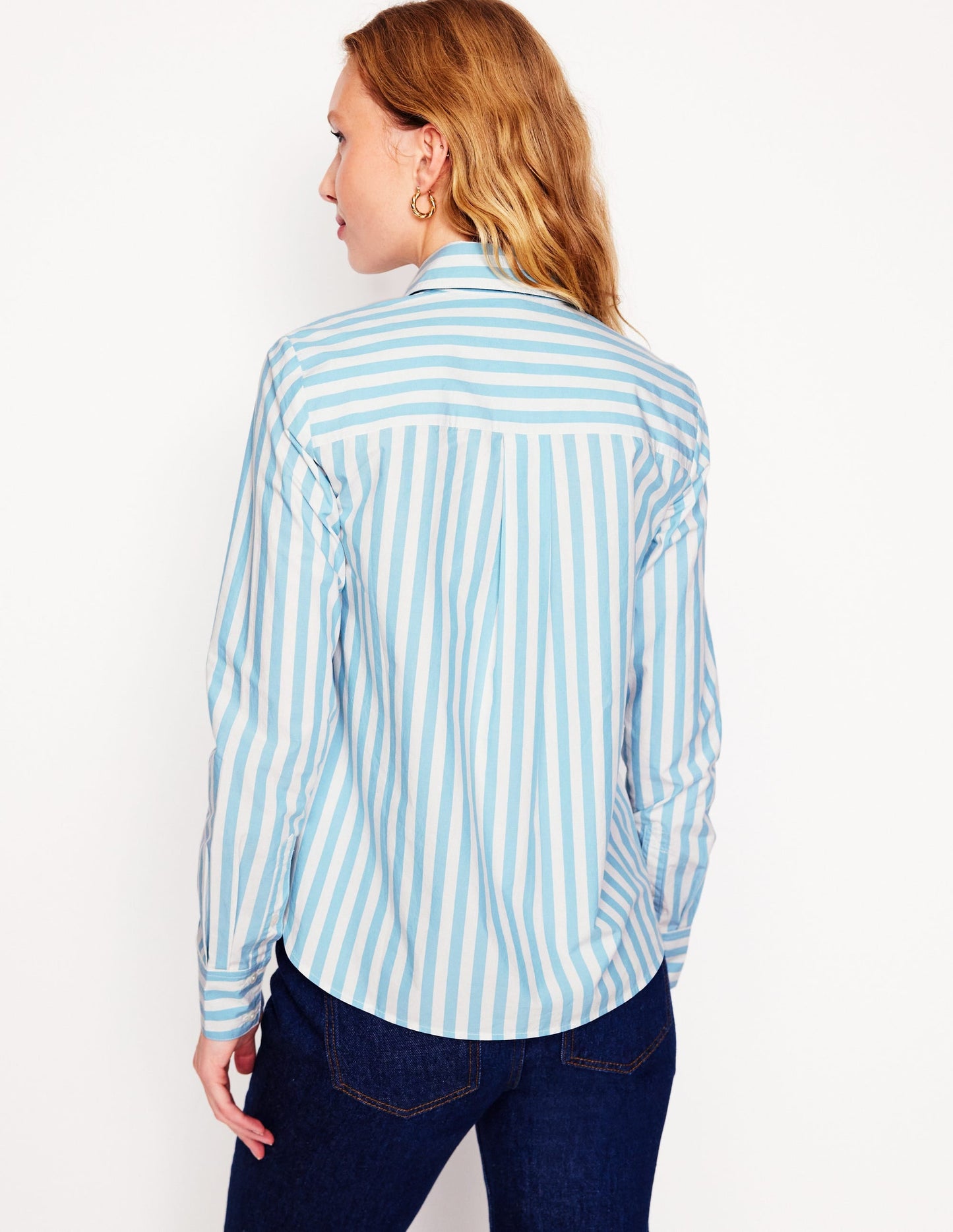 Striped Cotton Shirt in Duck Egg Blue - Stylish and Comfortable Women's Top