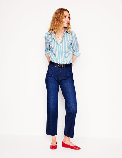 Striped Cotton Shirt in Duck Egg Blue - Stylish and Comfortable Women's Top