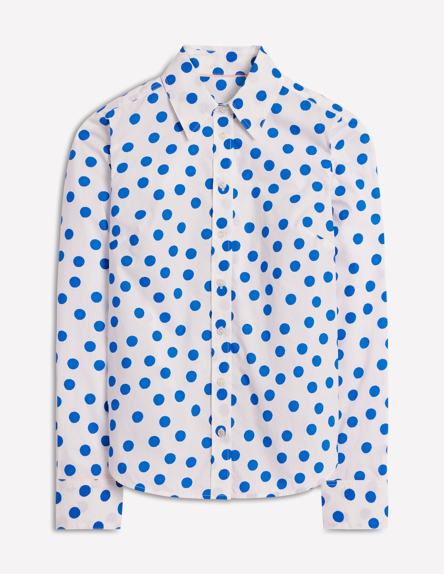 Ivory Cotton Shirt with Blue Abstract Dot Pattern for Women