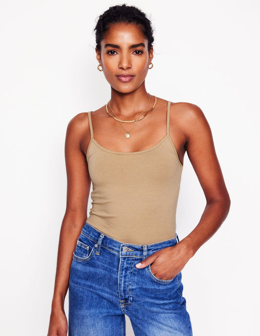 Medium Beige Plain Cami Top for Women - Versatile Summer Tank