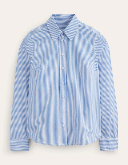 Bright Blue Striped Cotton Shirt for Men - Stylish Casual Wear