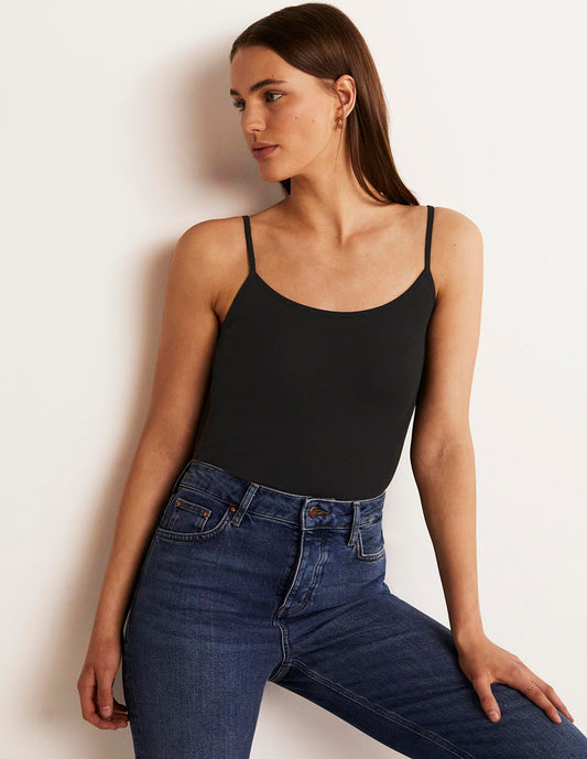Women's Black Plain Cami Top - Versatile Sleeveless Tank
