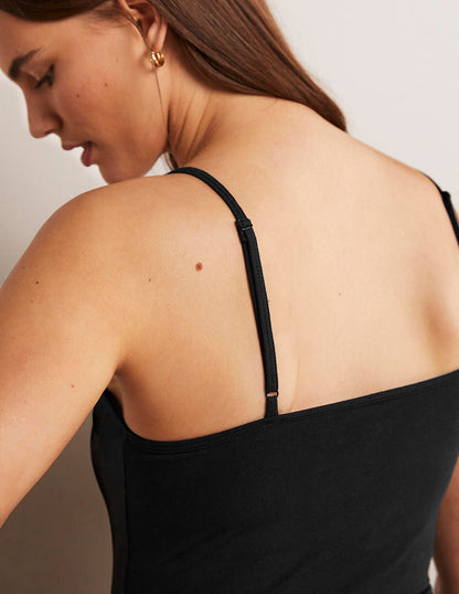 Women's Black Plain Cami Top - Versatile Sleeveless Tank