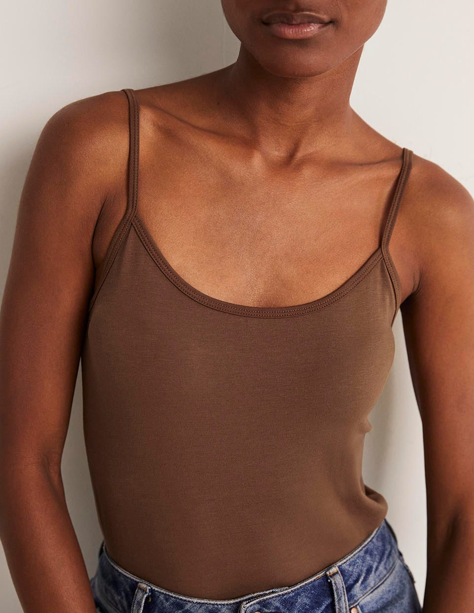 Basic Deep Brown Cami Top for Women - Versatile Sleeveless Tank