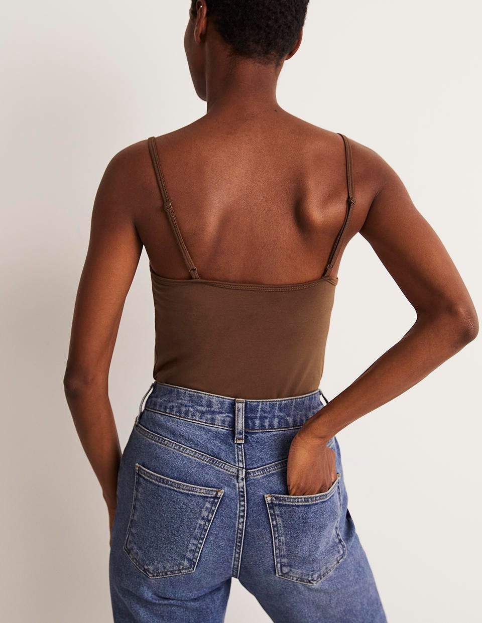 Basic Deep Brown Cami Top for Women - Versatile Sleeveless Tank
