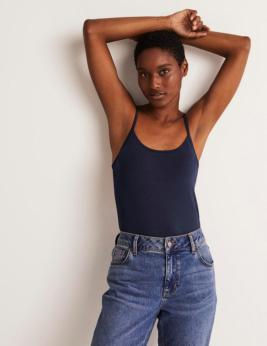 Navy Blue Plain Cami Top for Women - Versatile Sleeveless Tank