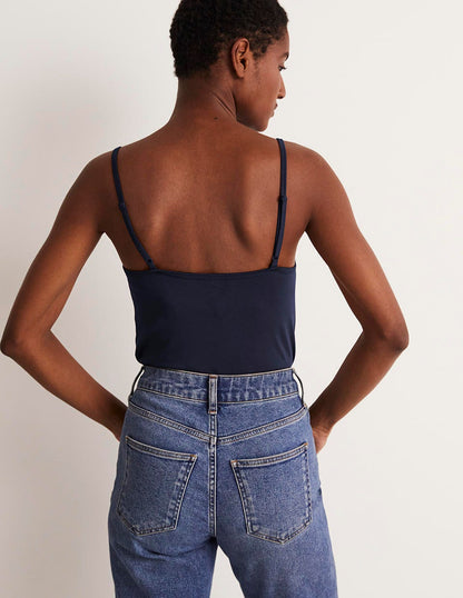Navy Blue Plain Cami Top for Women - Versatile Sleeveless Tank
