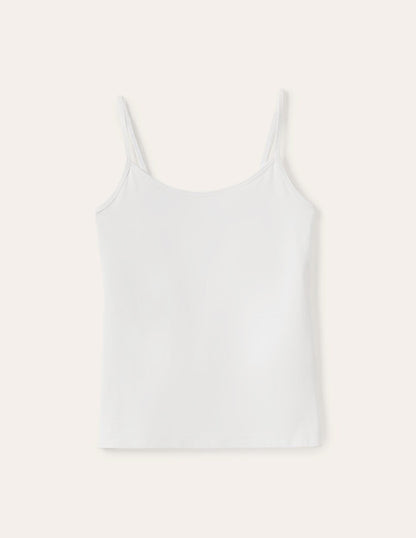 Women's White Plain Cami Top - Versatile Sleeveless Tank for Everyday Wear