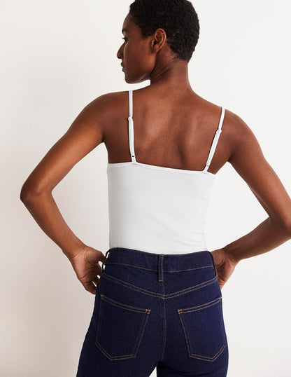 Women's White Plain Cami Top - Versatile Sleeveless Tank for Everyday Wear