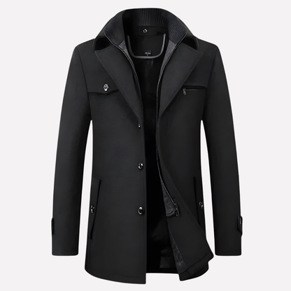 Men's Stylish Notched-Collar Overcoat for Formal and Casual Wear