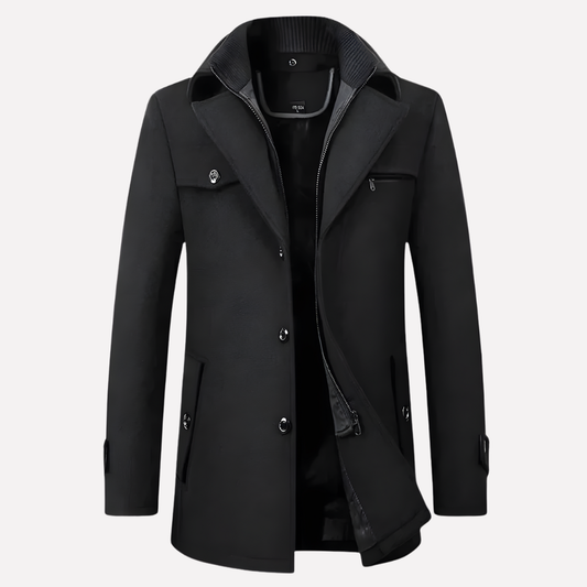 Men's Stylish Notched-Collar Overcoat for Formal and Casual Wear