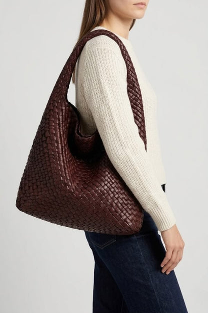 Stylish Woven Leather Women's Work Bag - Perfect for Professionals