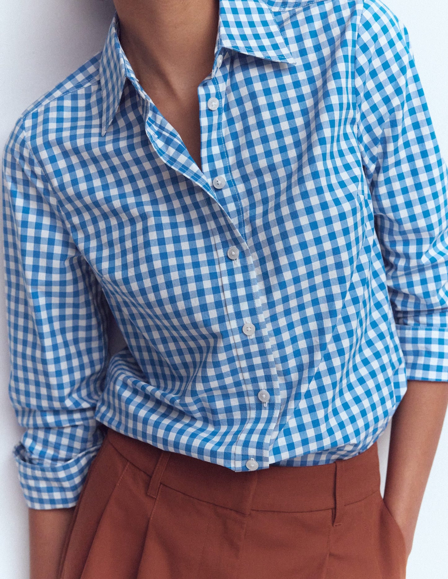 Men's Kingfisher Blue Gingham Check Cotton Shirt - Stylish Casual Wear