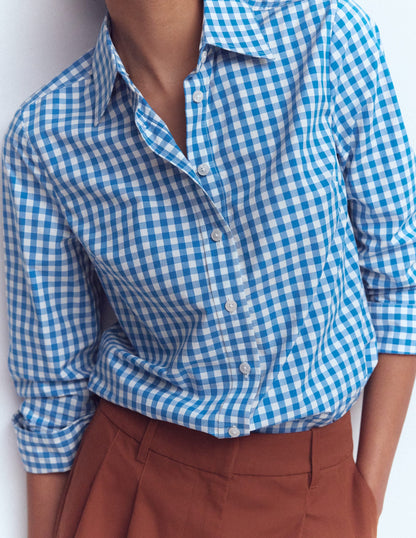 Men's Kingfisher Blue Gingham Check Cotton Shirt - Stylish Casual Wear