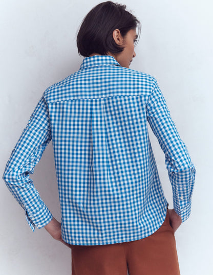 Men's Kingfisher Blue Gingham Check Cotton Shirt - Stylish Casual Wear