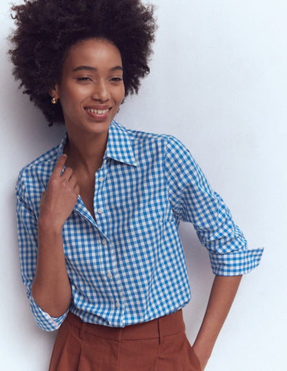 Men's Kingfisher Blue Gingham Check Cotton Shirt - Stylish Casual Wear