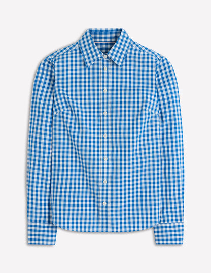 Men's Kingfisher Blue Gingham Check Cotton Shirt - Stylish Casual Wear