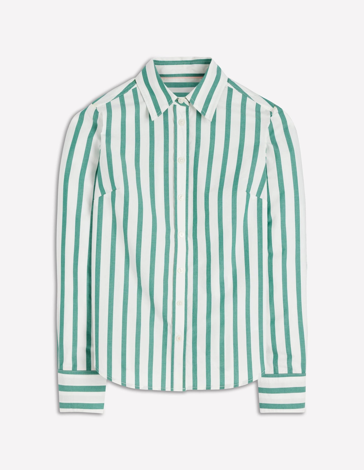 Women's Green and Ivory Striped Cotton Shirt - Stylish Casual Wear