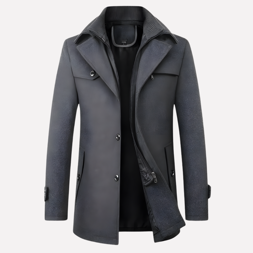 Men's Stylish Notched-Collar Overcoat for Formal and Casual Wear
