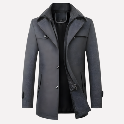 Men's Stylish Notched-Collar Overcoat for Formal and Casual Wear