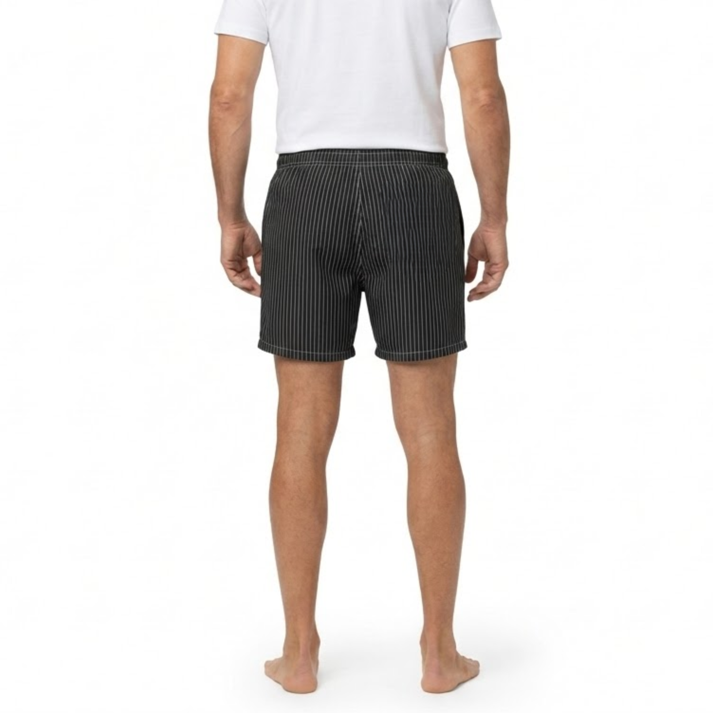 Men's Quick Dry Striped Swim Trunks with Elastic Waistband for Beach and Pool