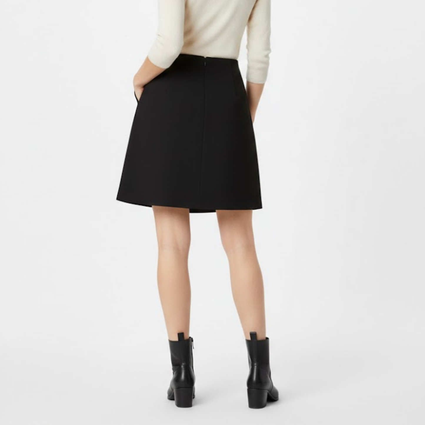 High Waist Asymmetrical Mini Skirt for Women - Cotton Blend with Zipper and Button Details
