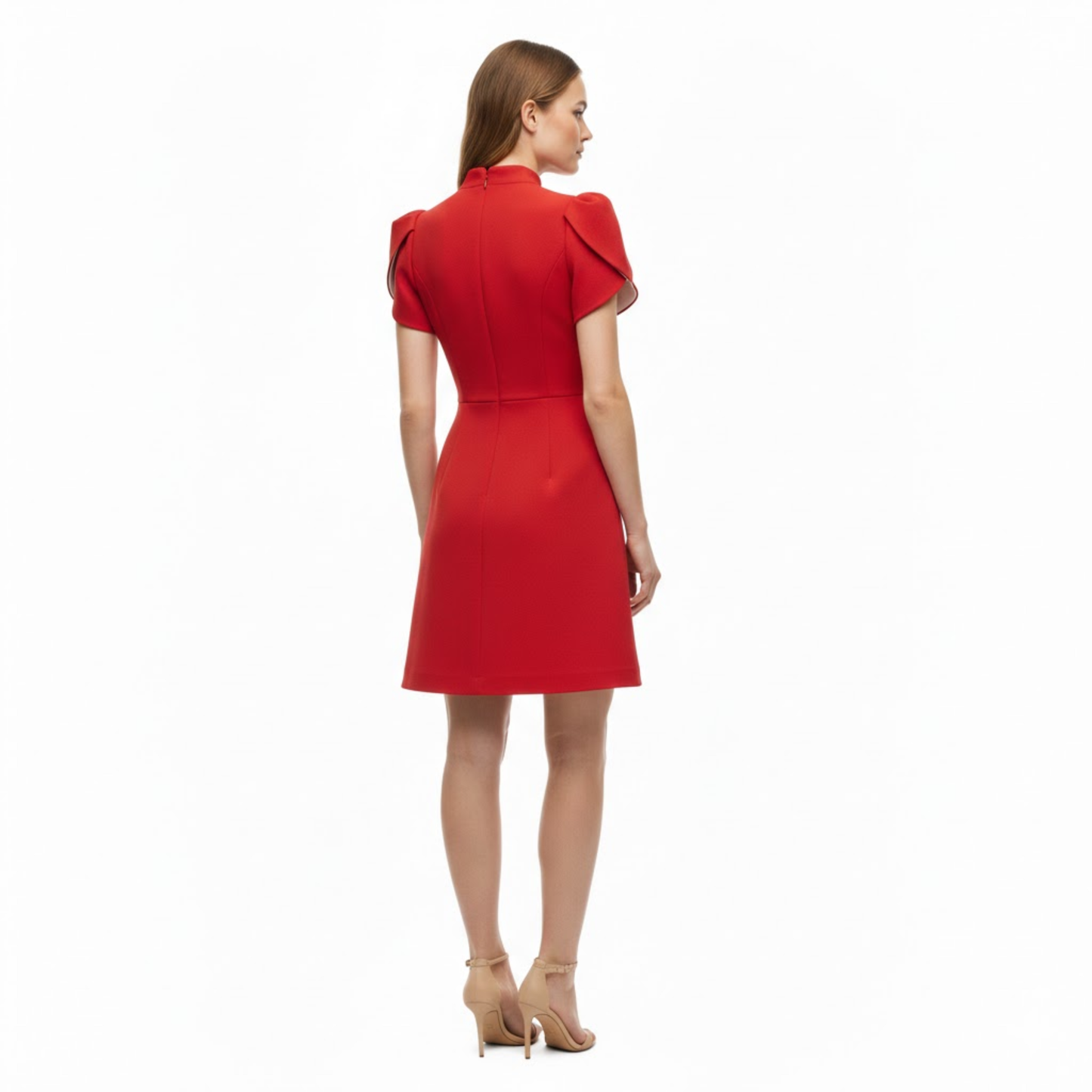 Women's A-Line Mini Dress with Short Puff Sleeves and Bow Detail at Empire Waist