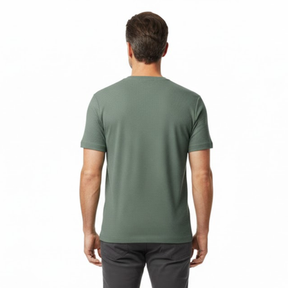 Men's Short Sleeve Waffle Knit Crew Neck T-Shirt - Breathable Casual Pullover Top